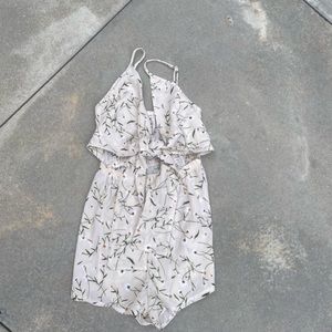 White romper with tie in front. Size small